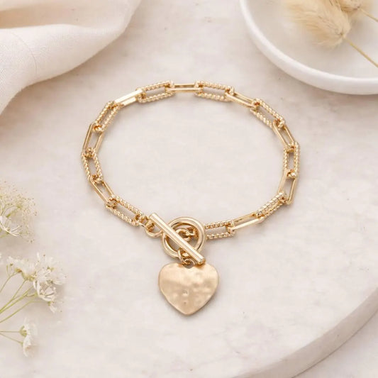 Mother and Daughter Forever Linked Heart Toggle Bracelet: Gift for Mum