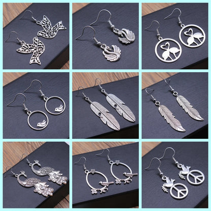 Animal Dangle Earring Vintage Bird Drop Earring Peacock Dove Feather Wing Dangle Drop Earring Fashion Animal Jewelry for Women