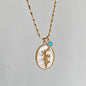 12 Birth Month Flower Birthstone Necklace for Women Charm White Shell Pendant Necklaces Mom Girlfriend Birthday Gift