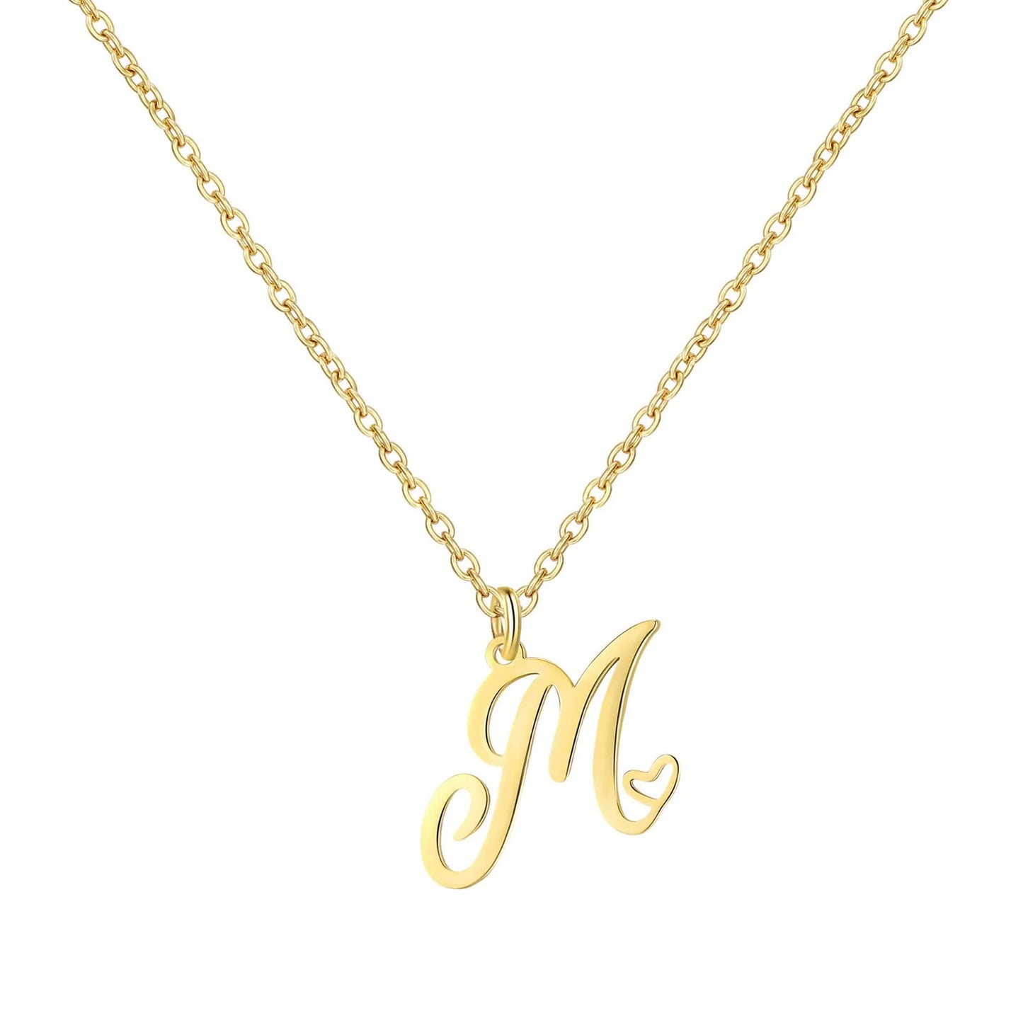 Personalized Heart Initial Necklace — 18K Gold Plated