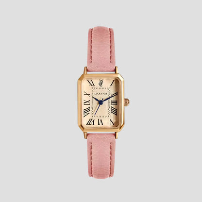 Women'S Leather Strap Tank Square Roman Numeral Dress Watch