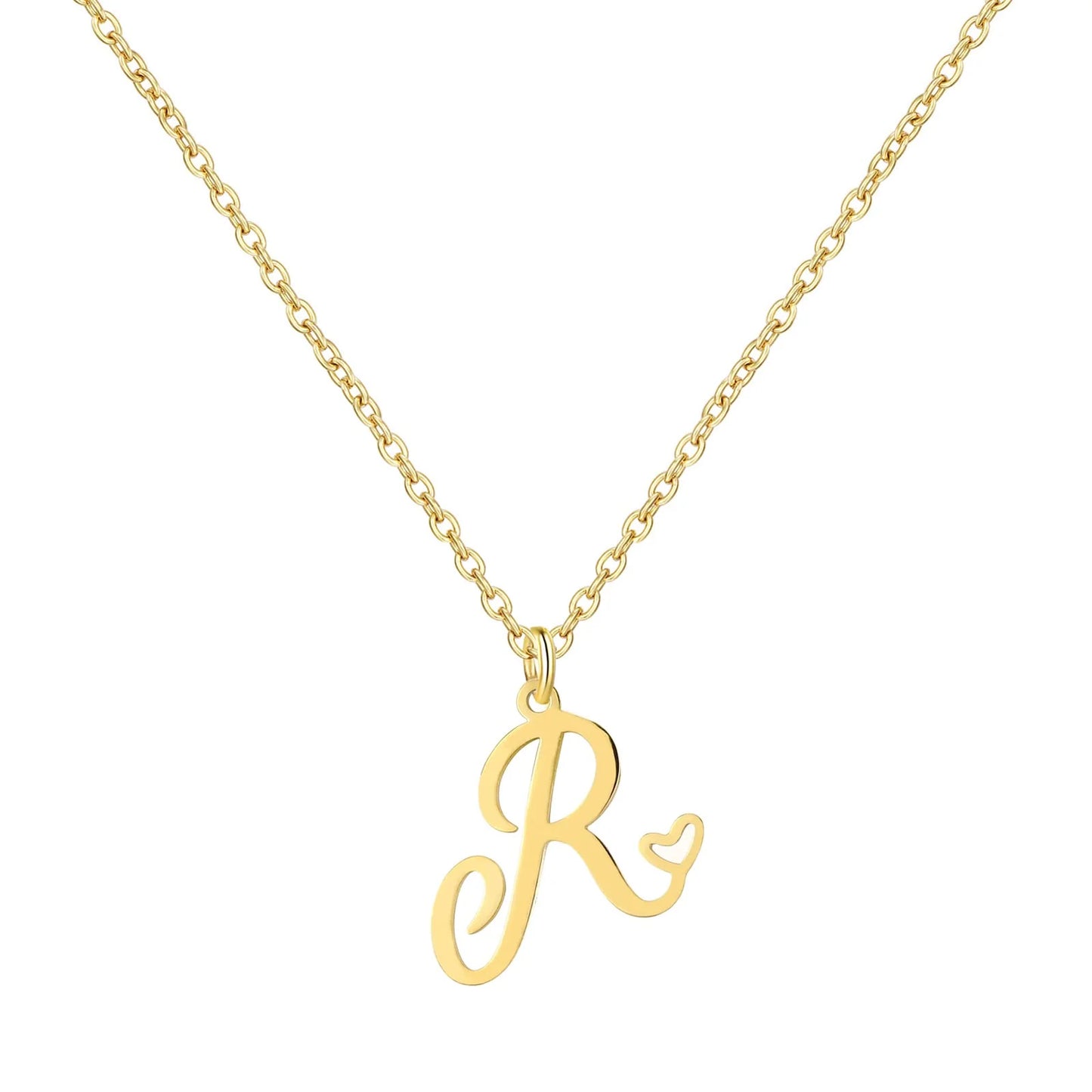 Personalized Heart Initial Necklace — 18K Gold Plated