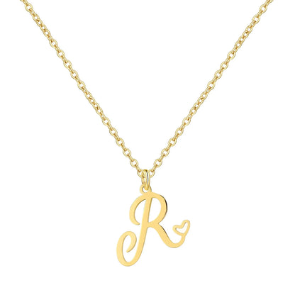 Personalized Heart Initial Necklace — 18K Gold Plated