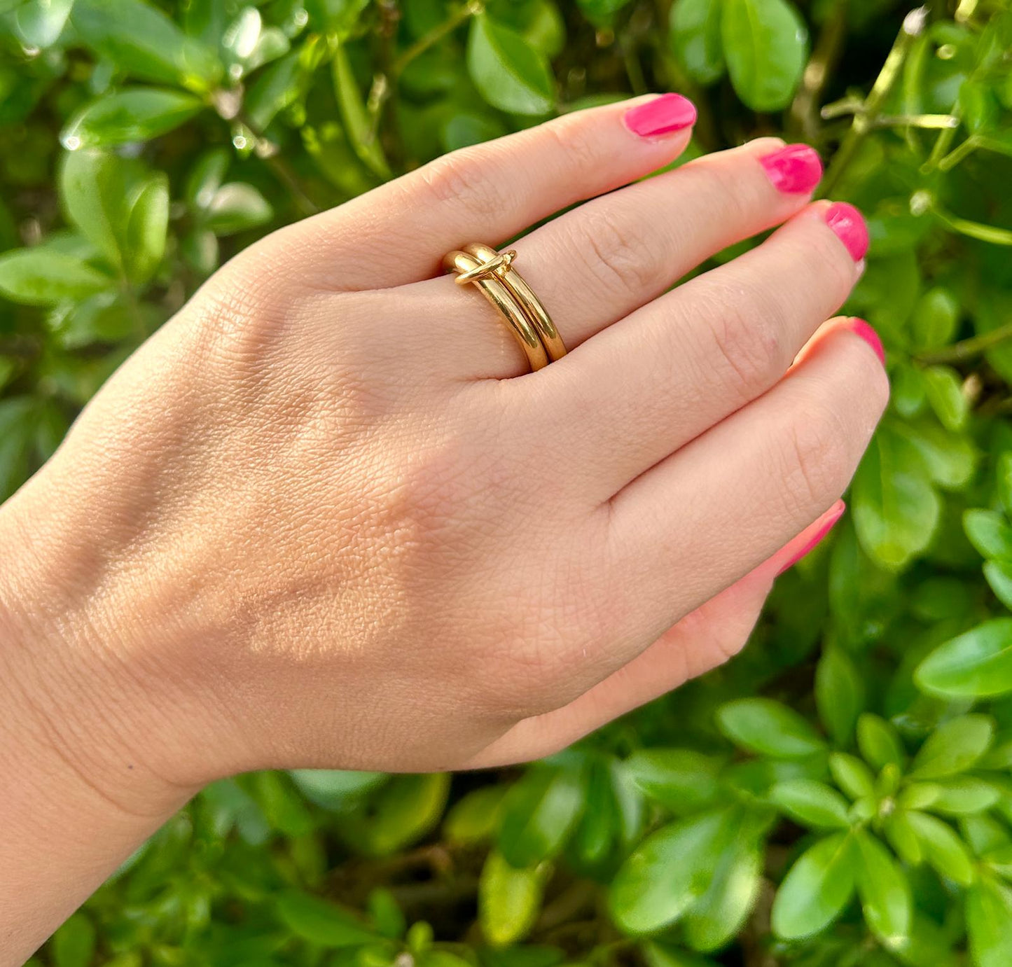 Double Link Gold Ring Band, Waterproof Tarnish Resistant Gold Ring Band, 3Mm Gold Ring Band