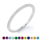 Pave Accented - 0.25 Carat round Cut -April Birthstone- Classic Wedding Band - 18K White Gold Plating for Women