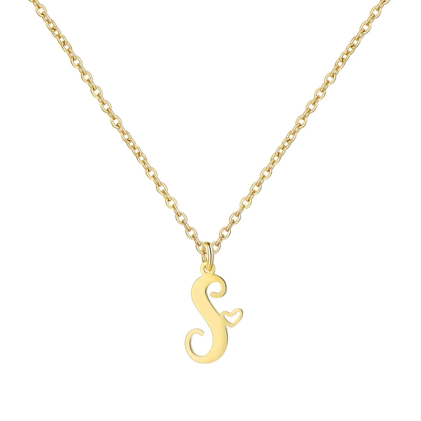 Personalized Heart Initial Necklace — 18K Gold Plated