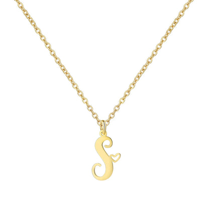 Personalized Heart Initial Necklace — 18K Gold Plated