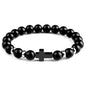 Natural Stone Bracelets Hematite Cross Pendent 8Mm Tiger Eye Black Onyx Lava Howlite Bead Elastic Rope Bracelet for Men Gift