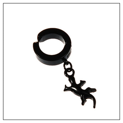 Clip on Hoop Earrings for Men Stainless Steel Fake Piercing Dangle Earring with Cross Feather Mens Clip on Huggie Hoop Earrings