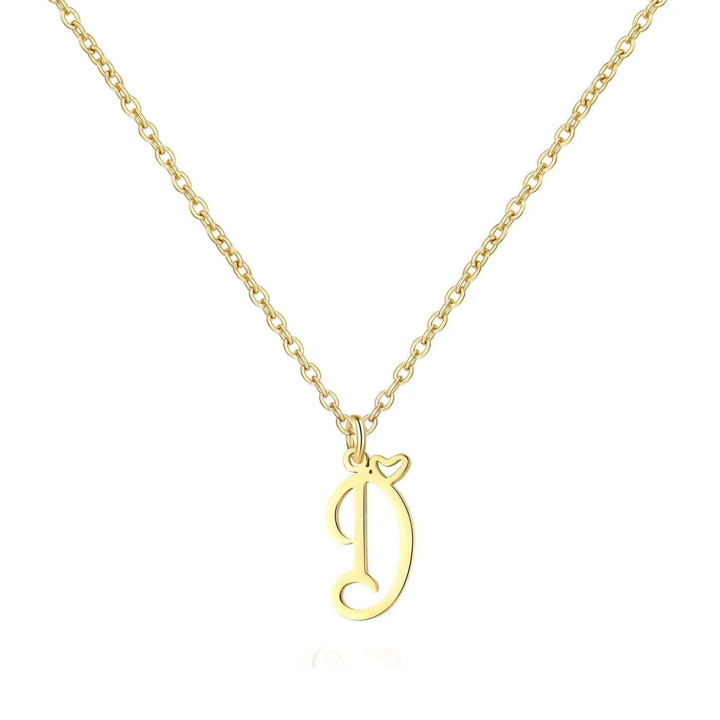 Personalized Heart Initial Necklace — 18K Gold Plated