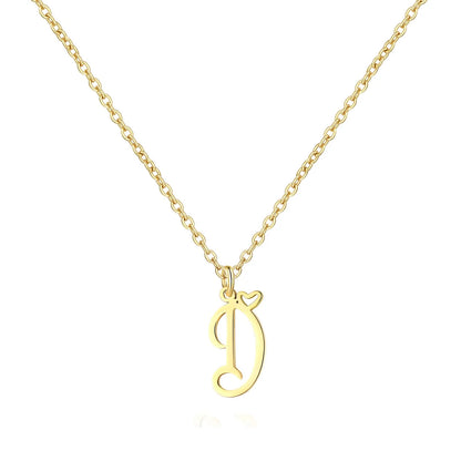 Personalized Heart Initial Necklace — 18K Gold Plated