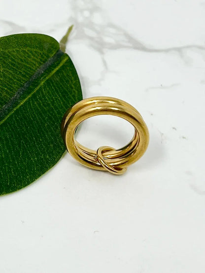 Double Link Gold Ring Band, Waterproof Tarnish Resistant Gold Ring Band, 3Mm Gold Ring Band