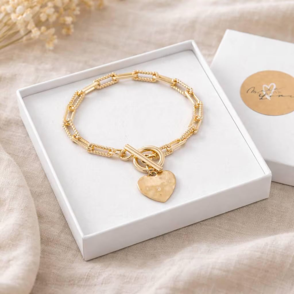 Mother and Daughter Forever Linked Heart Toggle Bracelet: Gift for Mum