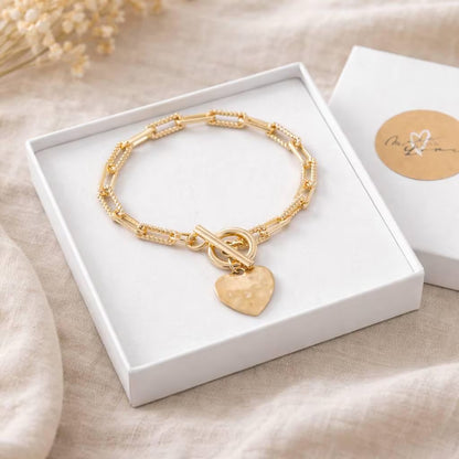 Mother and Daughter Forever Linked Heart Toggle Bracelet: Gift for Mum