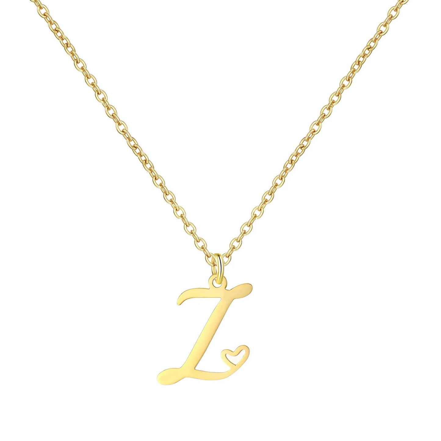 Personalized Heart Initial Necklace — 18K Gold Plated