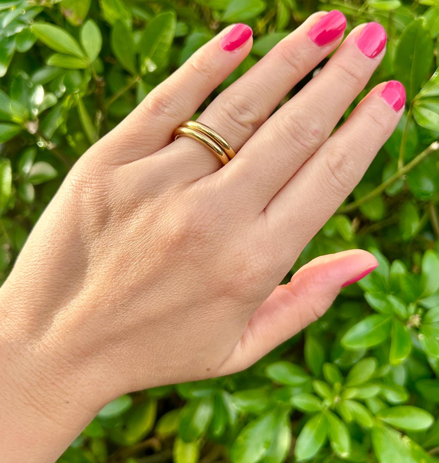 Double Link Gold Ring Band, Waterproof Tarnish Resistant Gold Ring Band, 3Mm Gold Ring Band