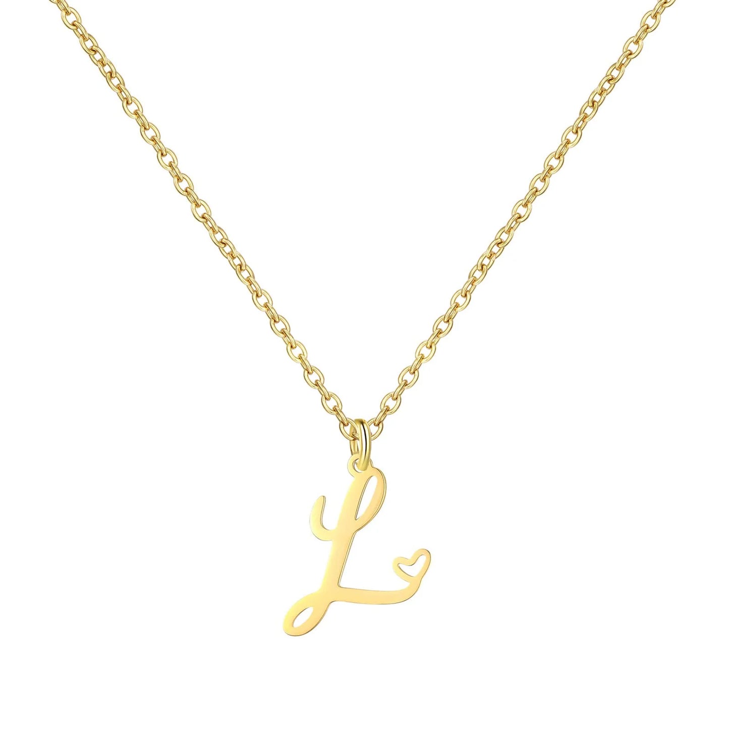 Personalized Heart Initial Necklace — 18K Gold Plated