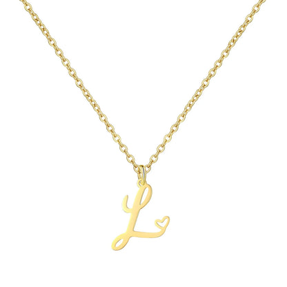 Personalized Heart Initial Necklace — 18K Gold Plated