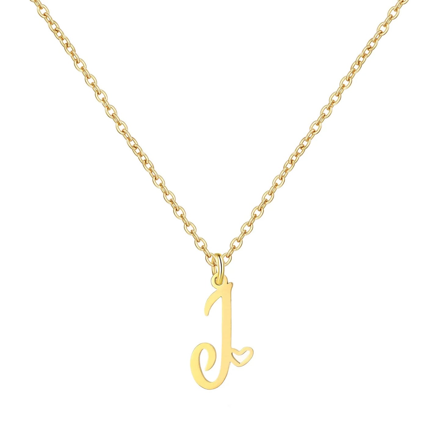 Personalized Heart Initial Necklace — 18K Gold Plated