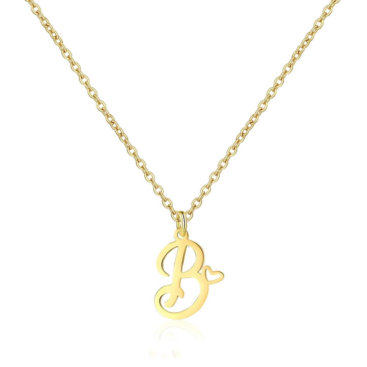 Personalized Heart Initial Necklace — 18K Gold Plated