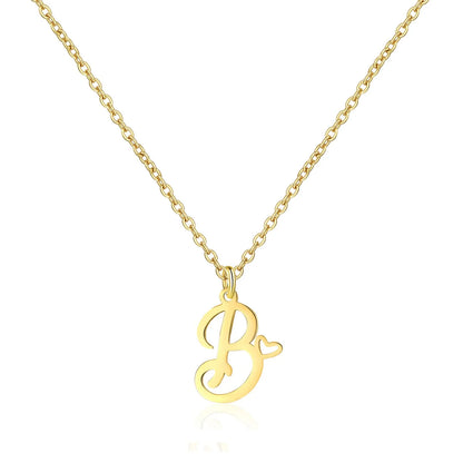 Personalized Heart Initial Necklace — 18K Gold Plated