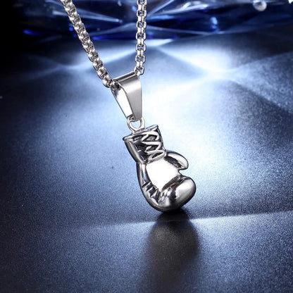 Boxing Gloves Pendant Necklace for Men Gold Color Hip Hop Personality Fitness Exercise Stainless Steel Chain Neck Jewelry Gifts
