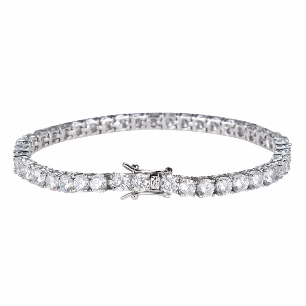 Brass Tennis Bracelet AAA CZ Bling Bling 3Mm 4Mm 5Mm 1 Row Cubic Zirconia Bracelet for Men and Women Iced Out Jewelry BB019