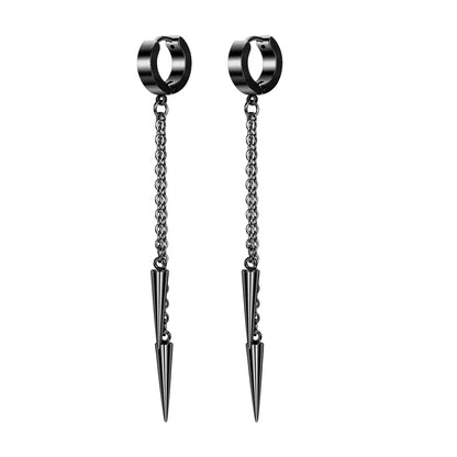 ZS Punk Cross Drop Earrings for Men Woman Stainless Steel Hoop Dangle Cartilage Earrings Gothic Hip Hop Circle round Earring