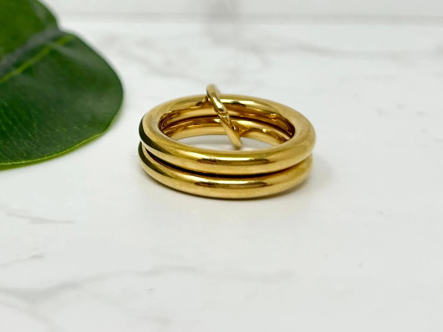 Double Link Gold Ring Band, Waterproof Tarnish Resistant Gold Ring Band, 3Mm Gold Ring Band