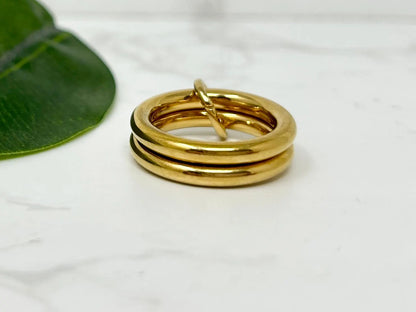 Double Link Gold Ring Band, Waterproof Tarnish Resistant Gold Ring Band, 3Mm Gold Ring Band