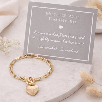 Mother and Daughter Forever Linked Heart Toggle Bracelet: Gift for Mum