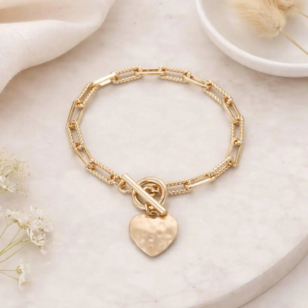 Mother and Daughter Forever Linked Heart Toggle Bracelet: Gift for Mum