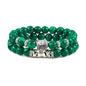 2Pcs/Set Buddha Head Bracelet for Women Men Natural Tiger Eye Lava Stone Yoga Beads Distance Bracelets Charm Couple Jewelry Gift