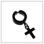 Clip on Hoop Earrings for Men Stainless Steel Fake Piercing Dangle Earring with Cross Feather Mens Clip on Huggie Hoop Earrings