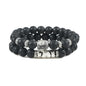 2Pcs/Set Buddha Head Bracelet for Women Men Natural Tiger Eye Lava Stone Yoga Beads Distance Bracelets Charm Couple Jewelry Gift