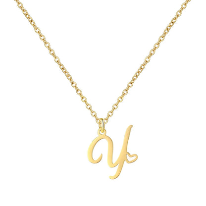 Personalized Heart Initial Necklace — 18K Gold Plated