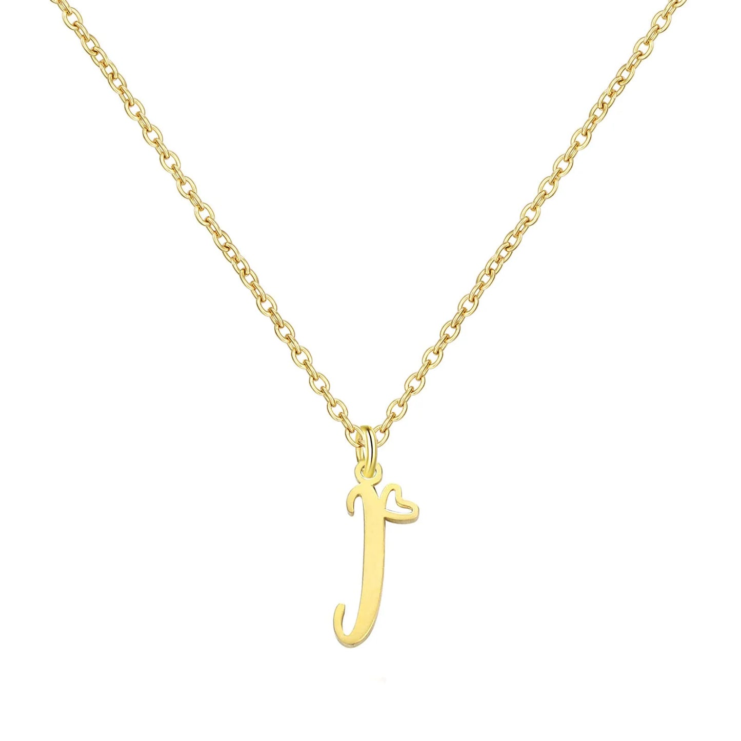 Personalized Heart Initial Necklace — 18K Gold Plated