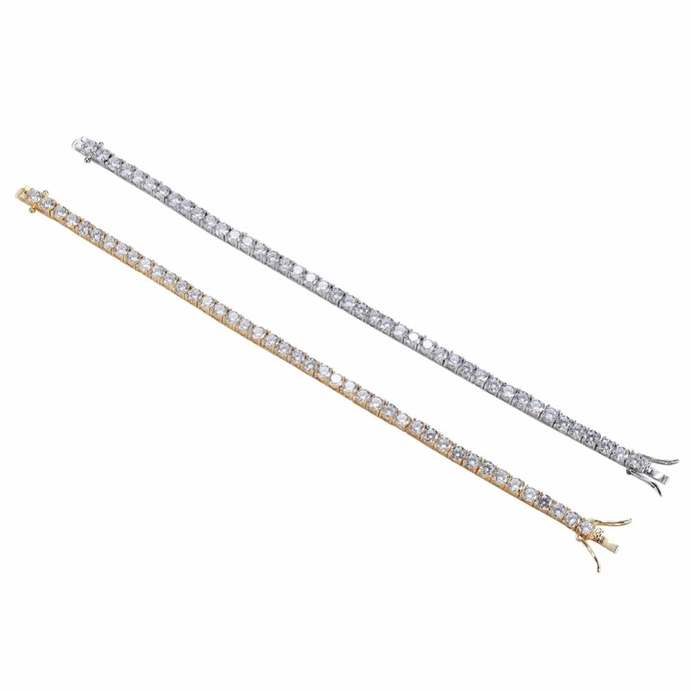 Brass Tennis Bracelet AAA CZ Bling Bling 3Mm 4Mm 5Mm 1 Row Cubic Zirconia Bracelet for Men and Women Iced Out Jewelry BB019