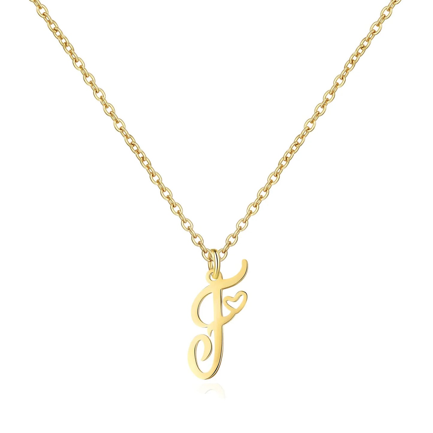 Personalized Heart Initial Necklace — 18K Gold Plated