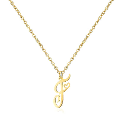 Personalized Heart Initial Necklace — 18K Gold Plated