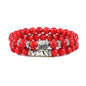 2Pcs/Set Buddha Head Bracelet for Women Men Natural Tiger Eye Lava Stone Yoga Beads Distance Bracelets Charm Couple Jewelry Gift