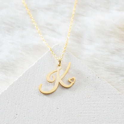 Personalized Heart Initial Necklace — 18K Gold Plated