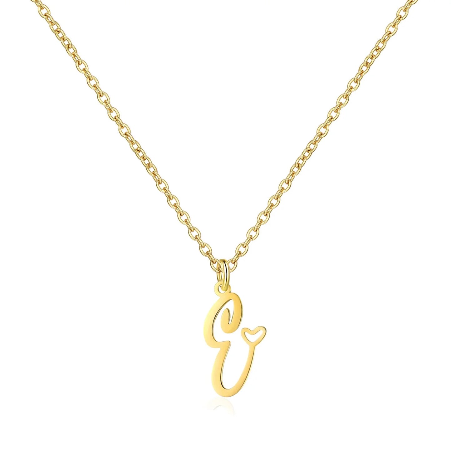 Personalized Heart Initial Necklace — 18K Gold Plated