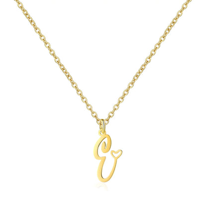 Personalized Heart Initial Necklace — 18K Gold Plated