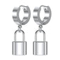 ZS Punk Cross Drop Earrings for Men Woman Stainless Steel Hoop Dangle Cartilage Earrings Gothic Hip Hop Circle round Earring