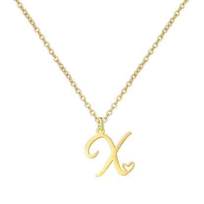 Personalized Heart Initial Necklace — 18K Gold Plated