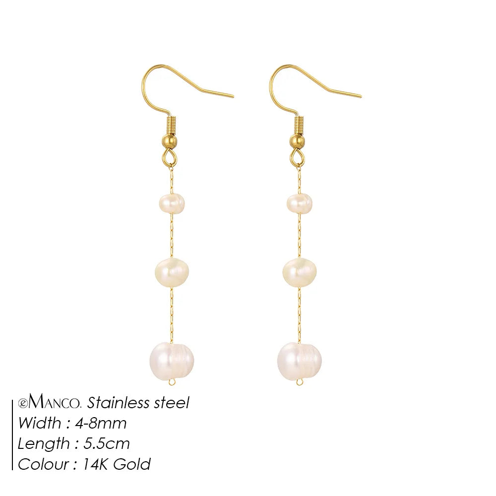Modern Linear Chain Earrings for Women Elegant Pearl Tassel Dangle Earring Long Threader Earring Statement Party Jewelry Gift