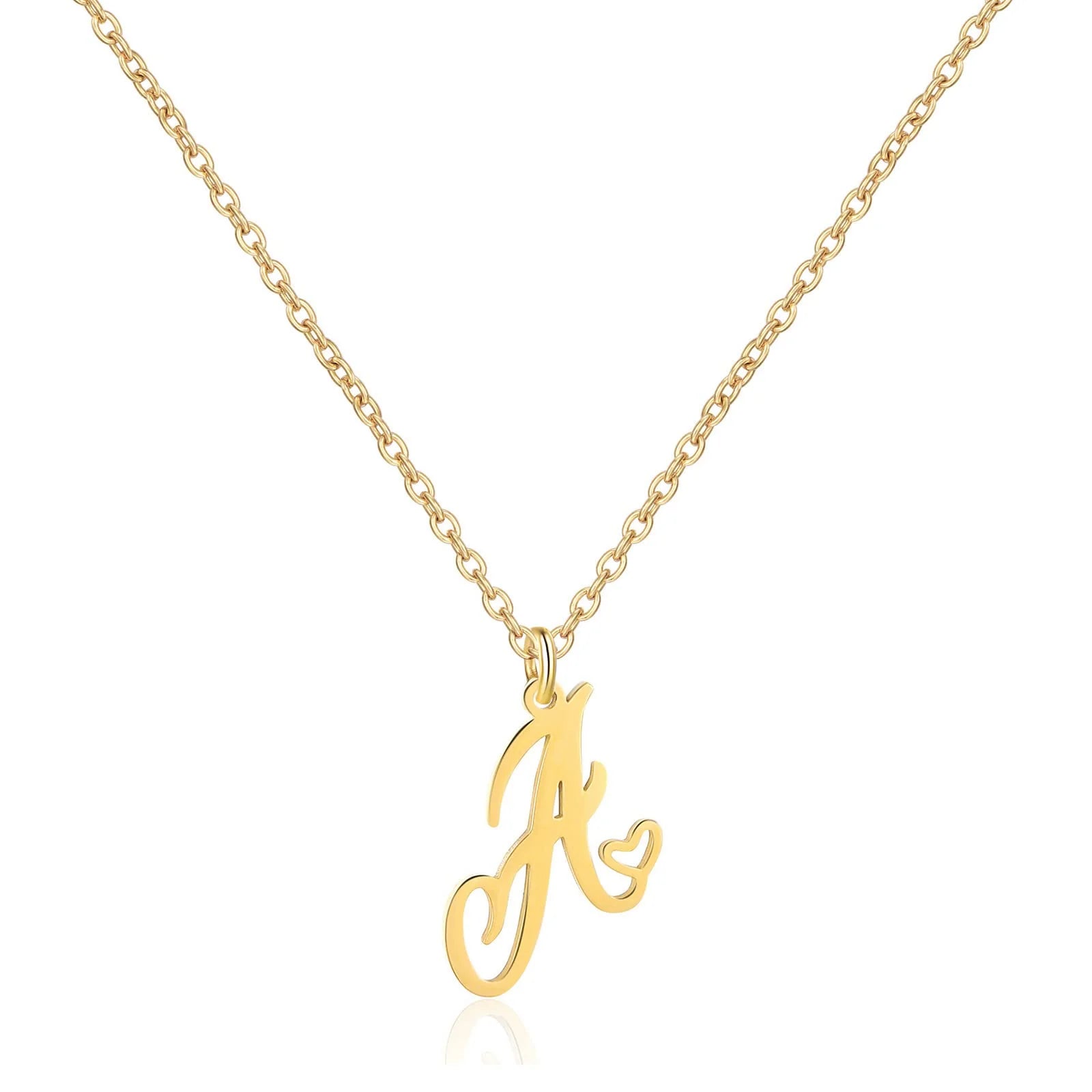 Personalized Heart Initial Necklace — 18K Gold Plated