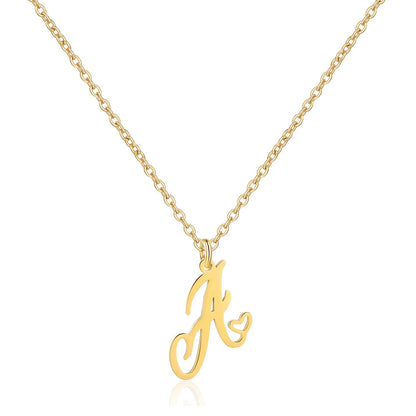 Personalized Heart Initial Necklace — 18K Gold Plated