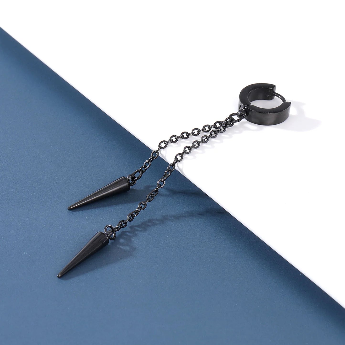 ZS Punk Cross Drop Earrings for Men Woman Stainless Steel Hoop Dangle Cartilage Earrings Gothic Hip Hop Circle round Earring